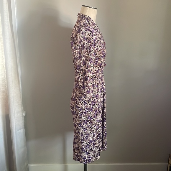 Vintage 1940’s Rayon Jersey Purple Raspberry Print Long Sleeve Dress - Picture 3 of 16